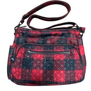 Lug Bag Crossbody Shimmy SE Buffalo Check Red Black w/Bottle Pouch RFID